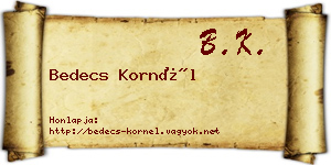 Bedecs Kornél névjegykártya